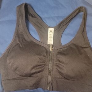 Velocity Charcoal Zip-Front Sports Bra
